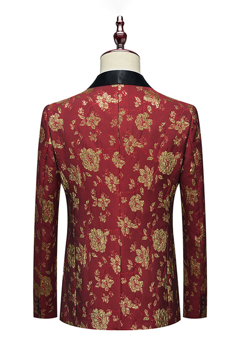 Load image into Gallery viewer, Red Jacquard Shawl Lapel 3 stykker menns dresser