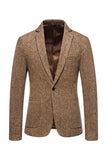 Khaki Tweed One Button Notched Lapel menn Blazer