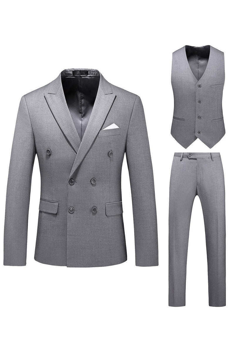 Load image into Gallery viewer, Khaki Double Breasted Notched Lapel 3 Piece menns dresser