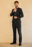 Black Shawl Lapel Single Breasted 3 Piece menn Suits