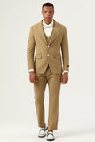 3 stk Brown Single Breasted Peak Lapel menn Prom Suits