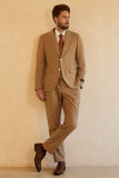 Brown Single Breasted Peak Lapel 3 Piece menn bryllupsdrakter