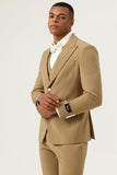 3 stk Brown Single Breasted Peak Lapel menn Prom Suits