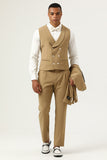 3 stk Brown Single Breasted Peak Lapel menn Prom Suits