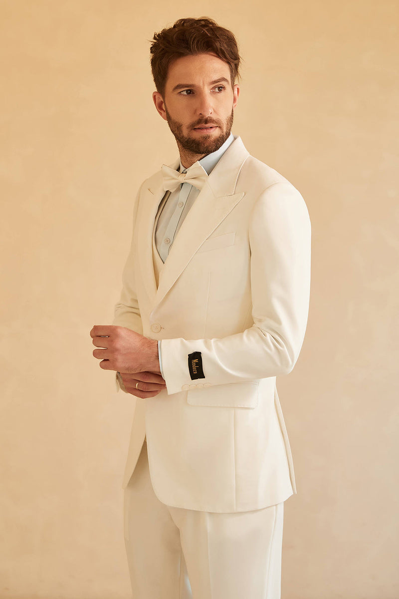 Load image into Gallery viewer, White Peak Lapel Single Breasted 3 Piece menn Wedding Suits