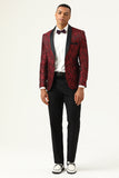 One Button Red Shawl Lapel Jacquard menn Prom Blazer