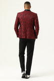 One Button Red Shawl Lapel Jacquard menn Prom Blazer