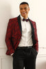 Load image into Gallery viewer, One Button Red Shawl Lapel Jacquard menn Prom Blazer