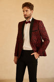 Red Shawl Lapel Jacquard One Button menn Prom Blazer