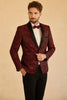 Load image into Gallery viewer, Red Shawl Lapel Jacquard One Button menn Prom Blazer