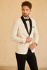 Load image into Gallery viewer, White Shawl Lapel Jacquard One Button Menn Prom Blazer