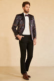 Svart Jacquard Shawl Lapel One Button Menn Prom Blazer