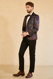 Svart Jacquard Shawl Lapel One Button Menn Prom Blazer