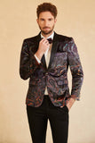 Svart Jacquard Shawl Lapel One Button Menn Prom Blazer