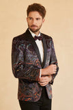 Svart Jacquard Shawl Lapel One Button Menn Prom Blazer