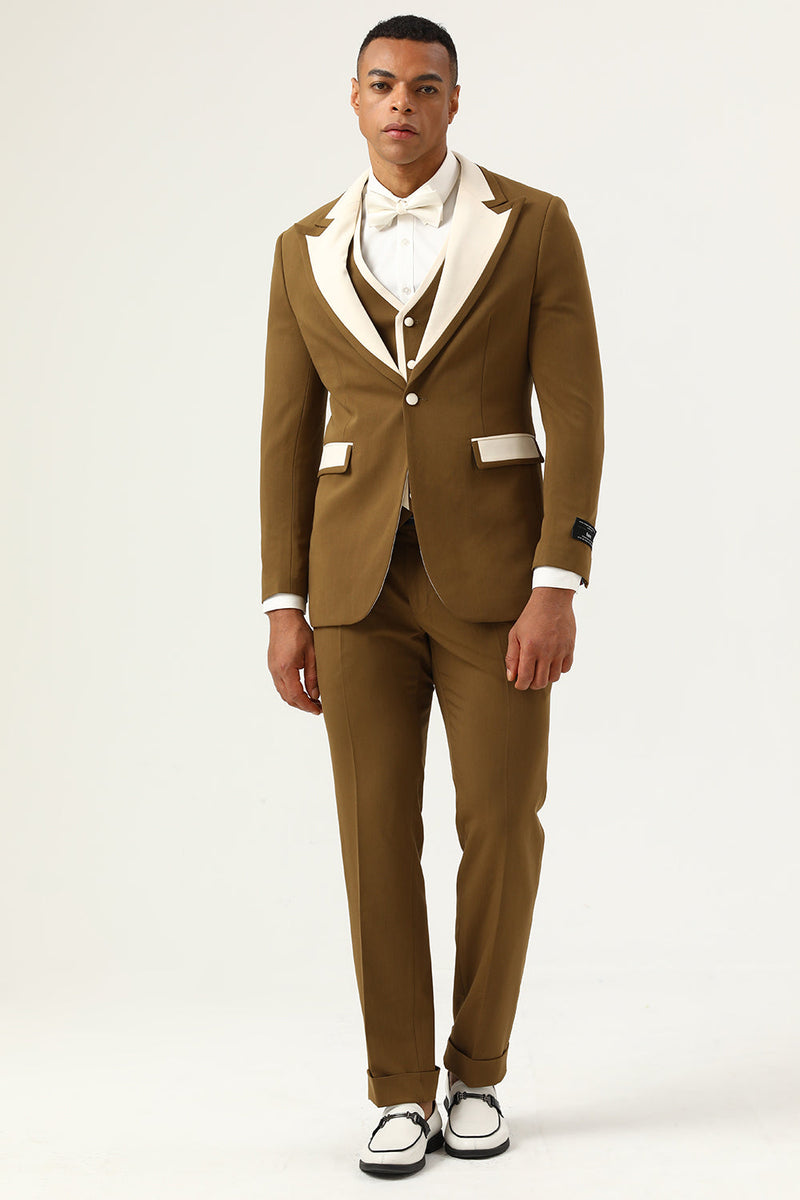Load image into Gallery viewer, Brown Peak jakkeslag Single Button menn Prom Suits