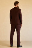 Peak Lapel Single Button Burgund menn Wedding Suit