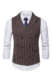 Lapel krage dobbel breasted kaffe stripet menns vest