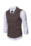 Lapel krage dobbel breasted kaffe stripet menns vest