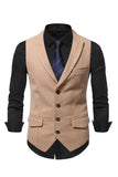 Peak Lapel Single Breasted Woolen menn vest