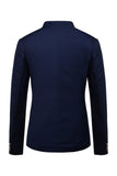 Navy Stand Collar Single Breasted Menn Blazer