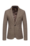 Khaki rutete enknapps blazer for menn