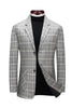 Load image into Gallery viewer, Grey Gingham Notched Lapel menn Blazer