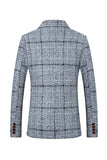 Grey Grid Notched Lapel menn Blazer