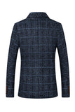 Grey Grid Notched Lapel menn Blazer