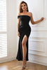 Load image into Gallery viewer, Sheath One Shoulder Black Holiday Party Dress med delt front