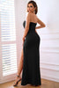 Load image into Gallery viewer, Sheath Sweetheart Black Prom kjole med delt front