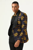 Gul Flower Shawl Lapel Jacquard menn Prom Blazer