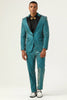 Load image into Gallery viewer, Glitter Peacock Blue Peak Lapel 2 Piece Menn Suits