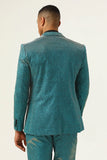 Glitter Peacock Blue Peak Lapel 2 Piece Menn Suits