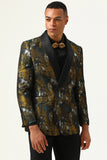 Gul Jacquard Double Breasted Shawl Lapel menn Prom Blazer