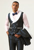 Load image into Gallery viewer, Navy Polka Dots Sjal Lapel 3 Piece menn Prom Suits
