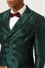 Load image into Gallery viewer, Green Jacquard Double Breated 2 Piece menn Suits