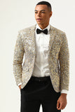 Sparkly Champagne paljetter Notched Lapel menn Prom Blazer