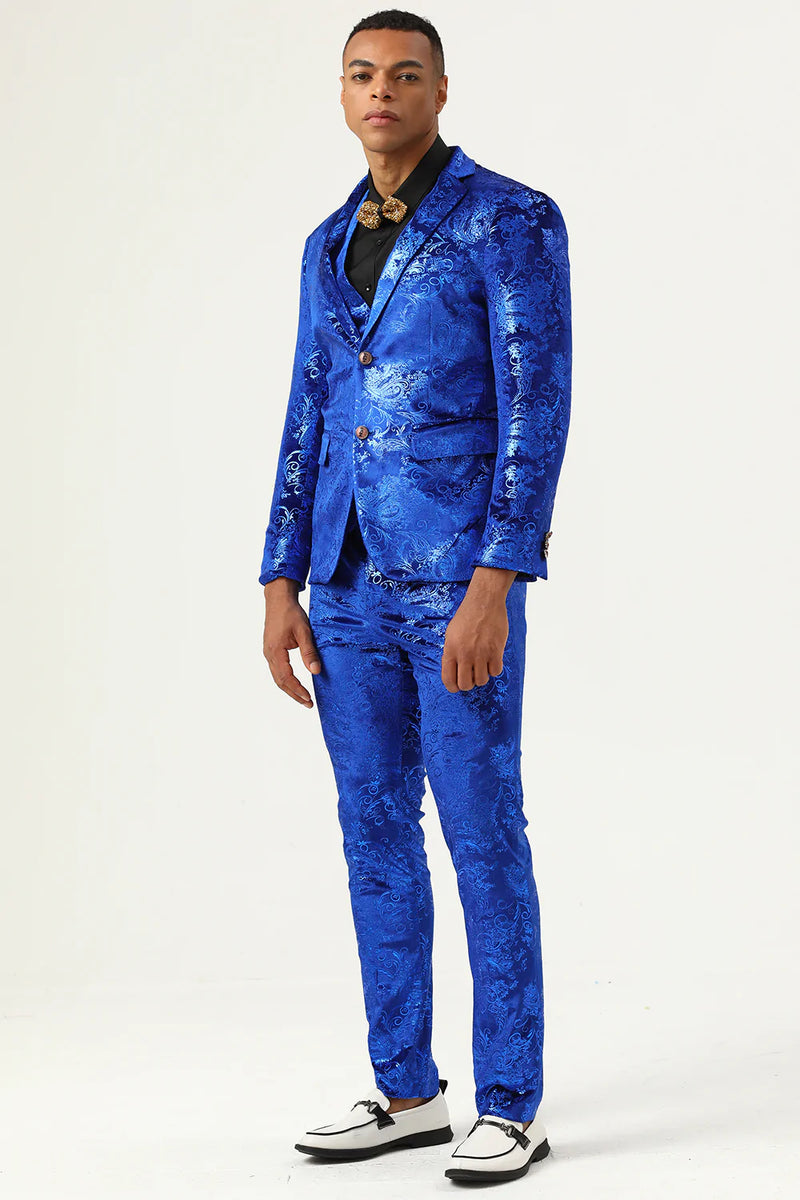 Load image into Gallery viewer, Sparkly Royal Blue Sequins 3-delt balldresser for menn