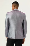 Glitter Grey Peak Lapel Menn Prom Blazer