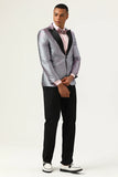 Glitter Grey Peak Lapel Menn Prom Blazer