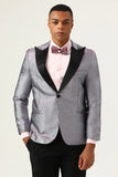 Glitter Grey Peak Lapel Menn Prom Blazer