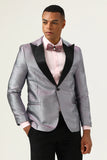 Glitter Grey Peak Lapel Menn Prom Blazer