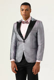 Glitter Grey Peak Lapel Menn Prom Blazer