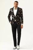 Sparkly Black og Golden Sequins Prom Blazer for menn