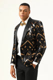 Sparkly Black og Golden Sequins Prom Blazer for menn