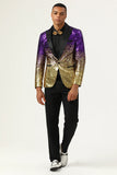 Sparkly Purple og Golden Sequins menn Prom Blazer