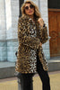 Load image into Gallery viewer, Brown Hakket Lapel Leopard Midi Fuske pels