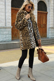 Brown Hakket Lapel Leopard Midi Fuske pels