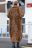 Brun leopard hakket jakkeslag fuskepels shearling pels